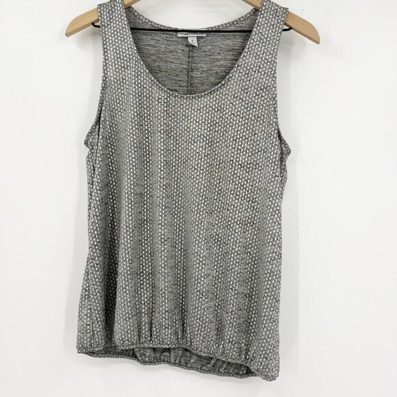 Allison Joy Gray Silver Polka Dot Top Sleeveless Metallic Shimmer Chic Size S - Picture 1 of 7